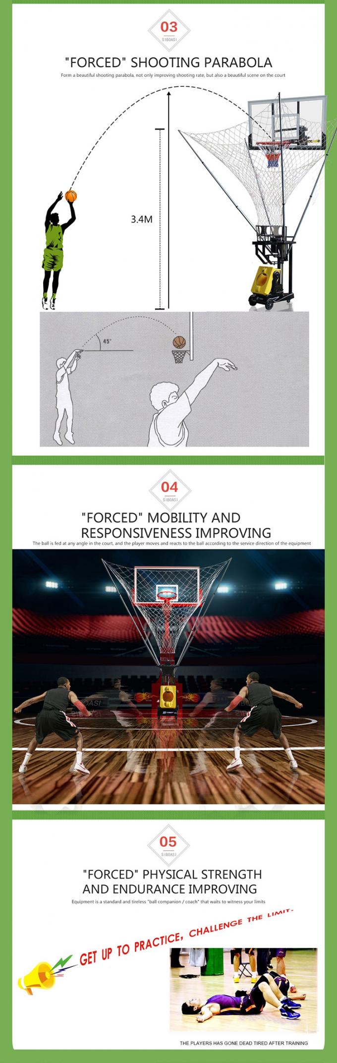 3 Balls Capacity Automatic Basketball Shooting Machine 180 Degree