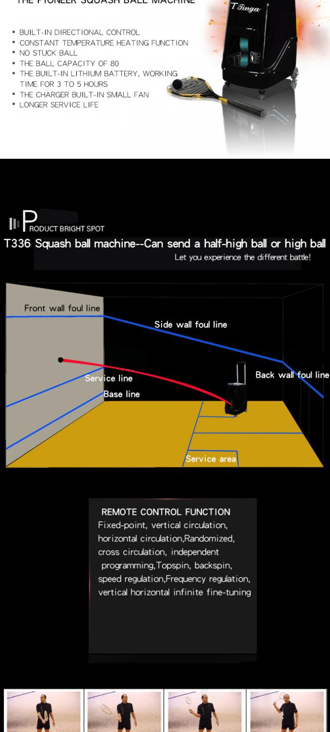 Intelligent Squash Ball Launcher , Lithium Battery Squash Cannon Ball