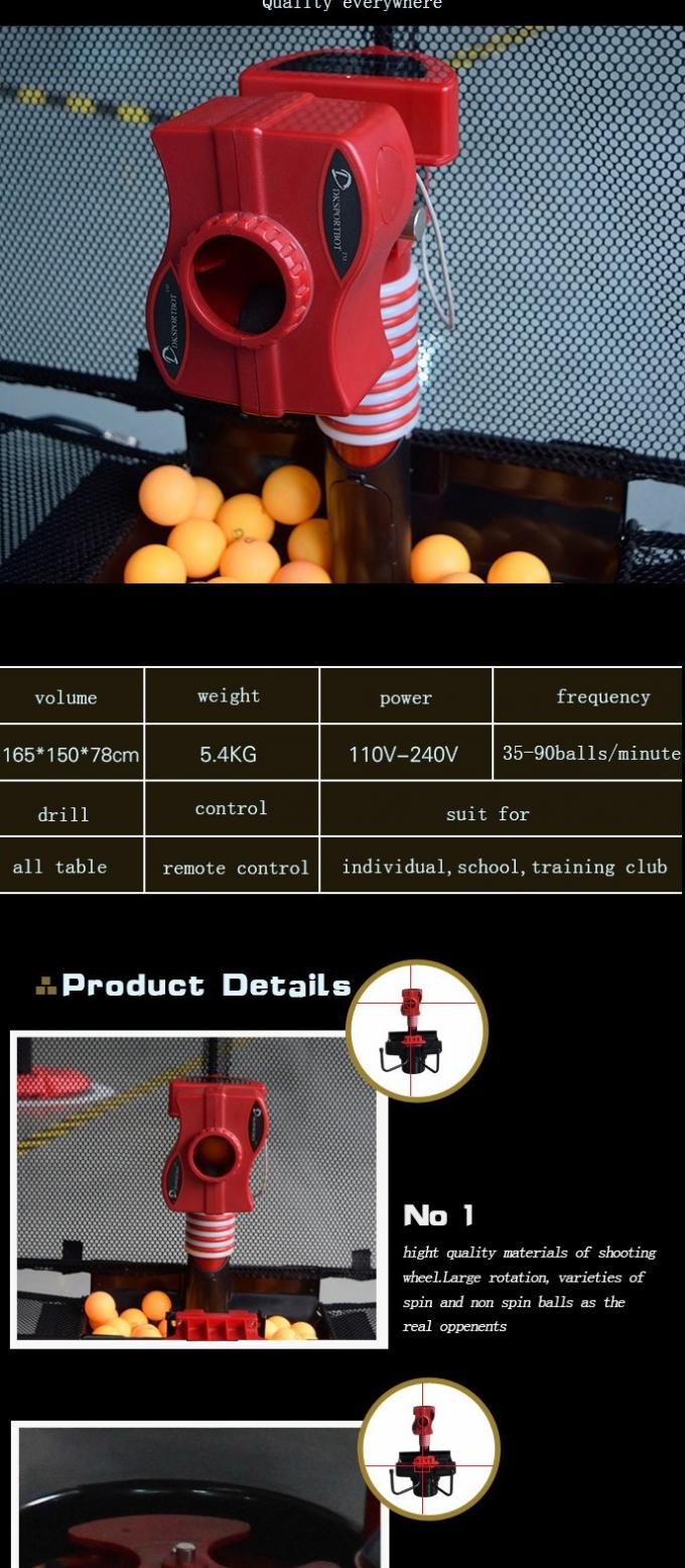 Foldable Table Tennis Ball Launcher , 12.2s/ball Ping Pong Trainer Machine