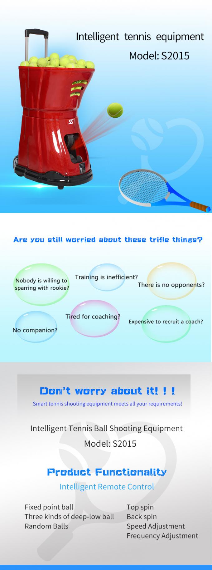 S2015 Tennis Ball Machine Server 150 Balls Capacity Topspin adjustment