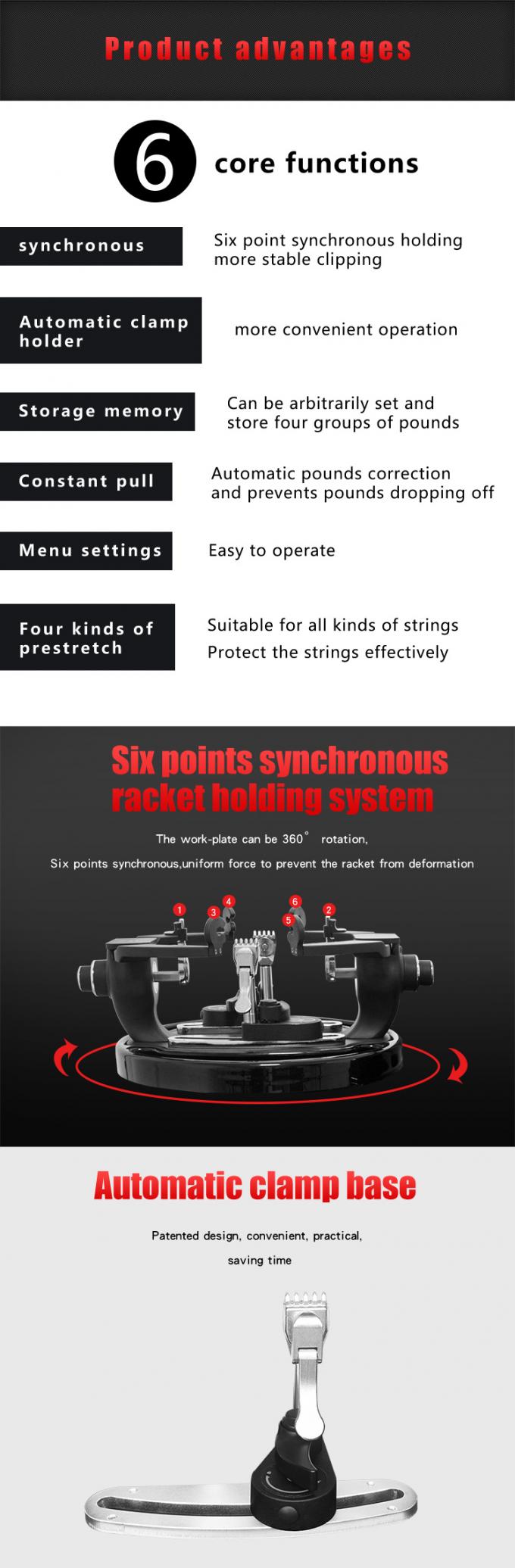 LCD Interface Electric Stringing Machine , Badminton Racket Gutting Machine