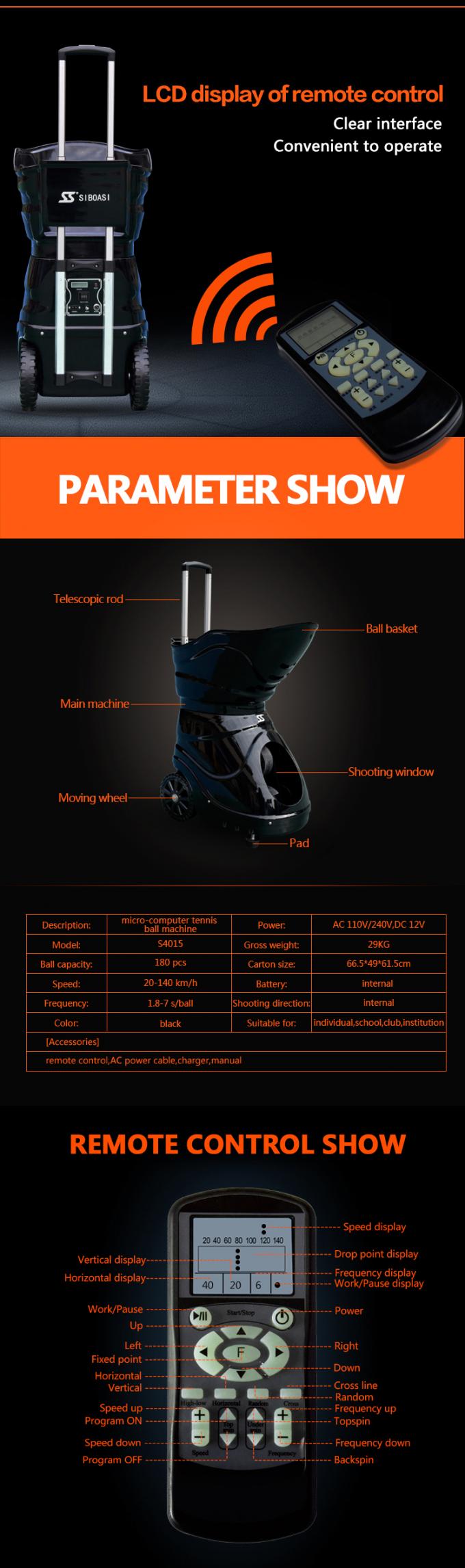 Portable Tennis Ball Training Machine Ball Frequency 1.88seconds LCD